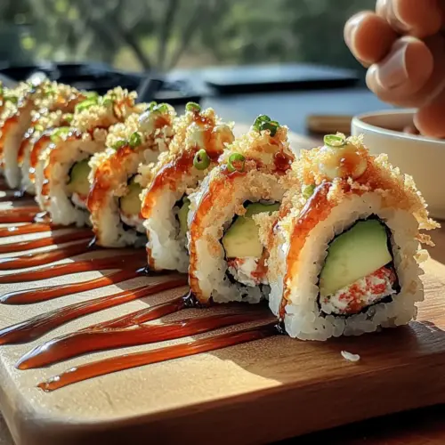 Homemade California Crunch Roll Sushi