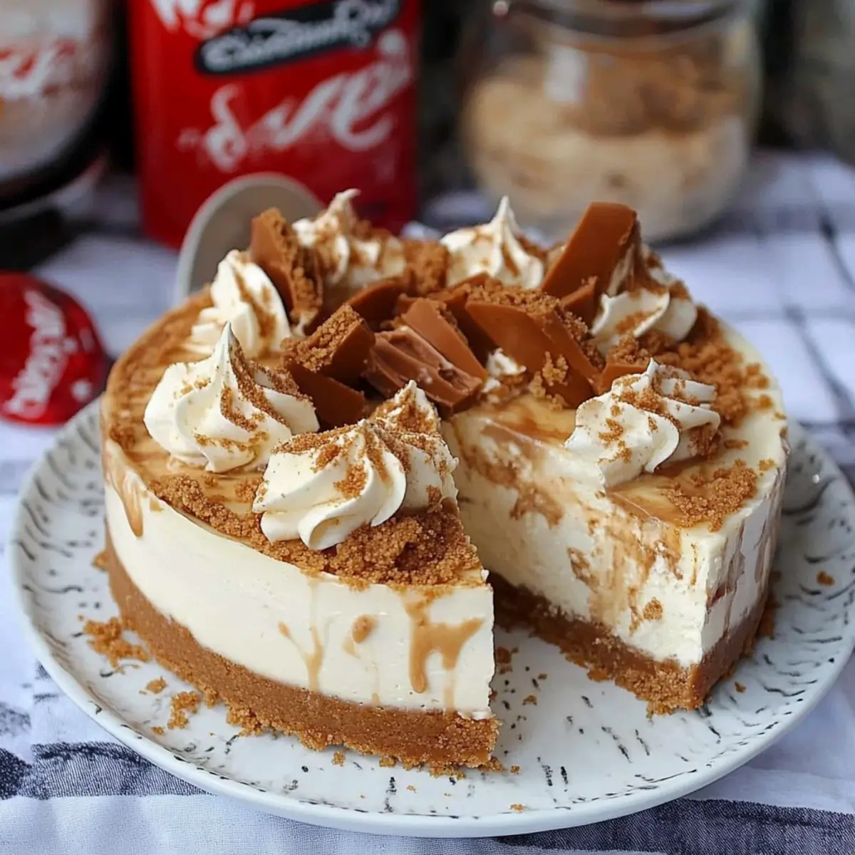 White Chocolate Biscoff Swirl Cheesecake