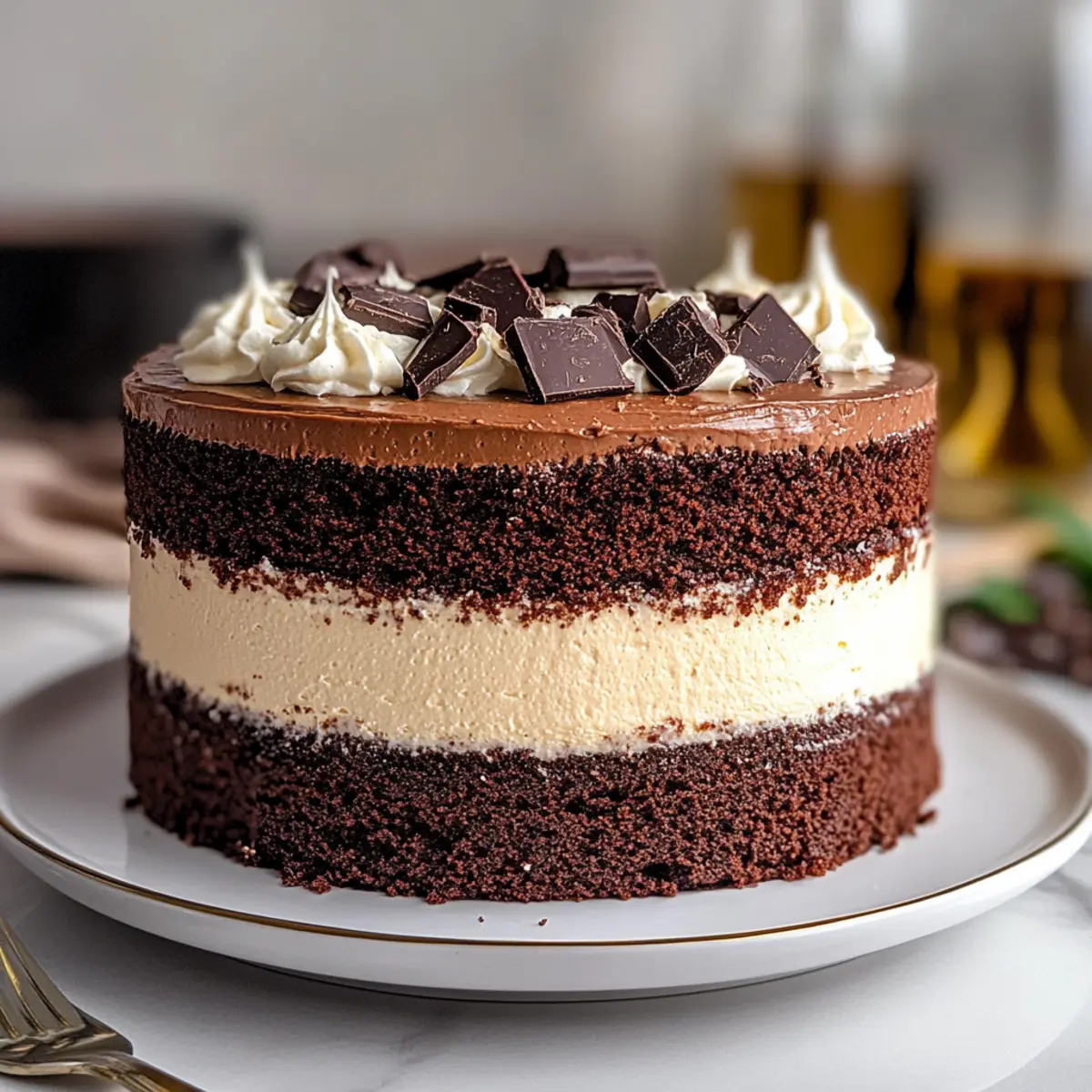 Tuxedo Cake – Triple Chocolate Mousse Cake