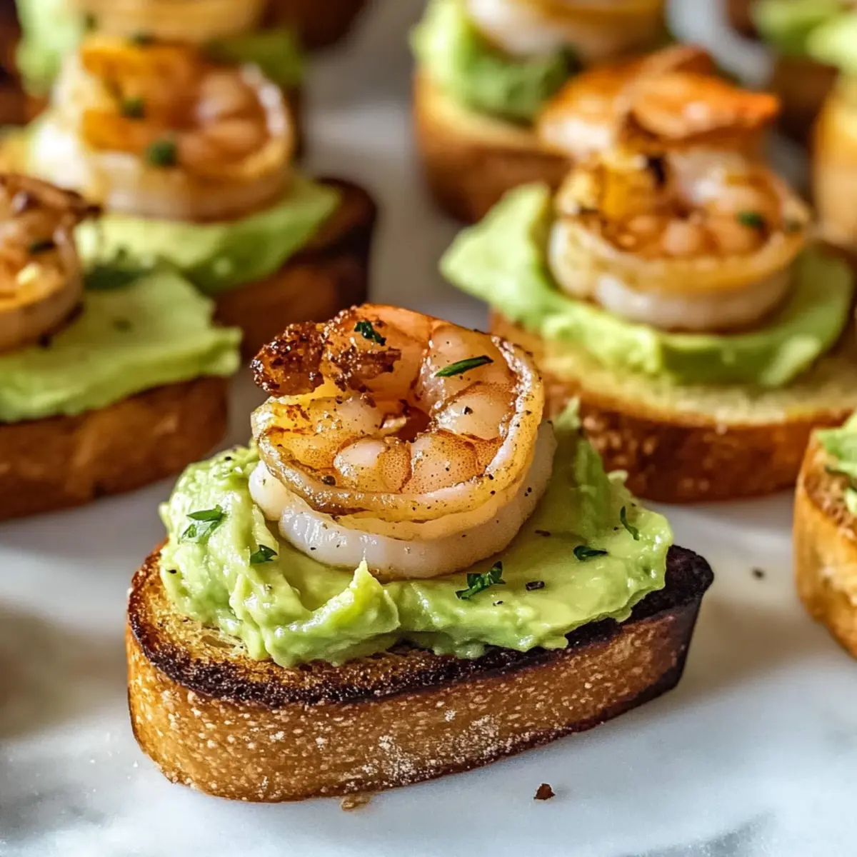 Garlic Shrimp Crostini with Avocado