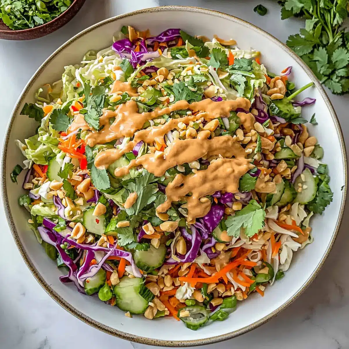 Thai Crunch Salad with Spicy Peanut Dressing