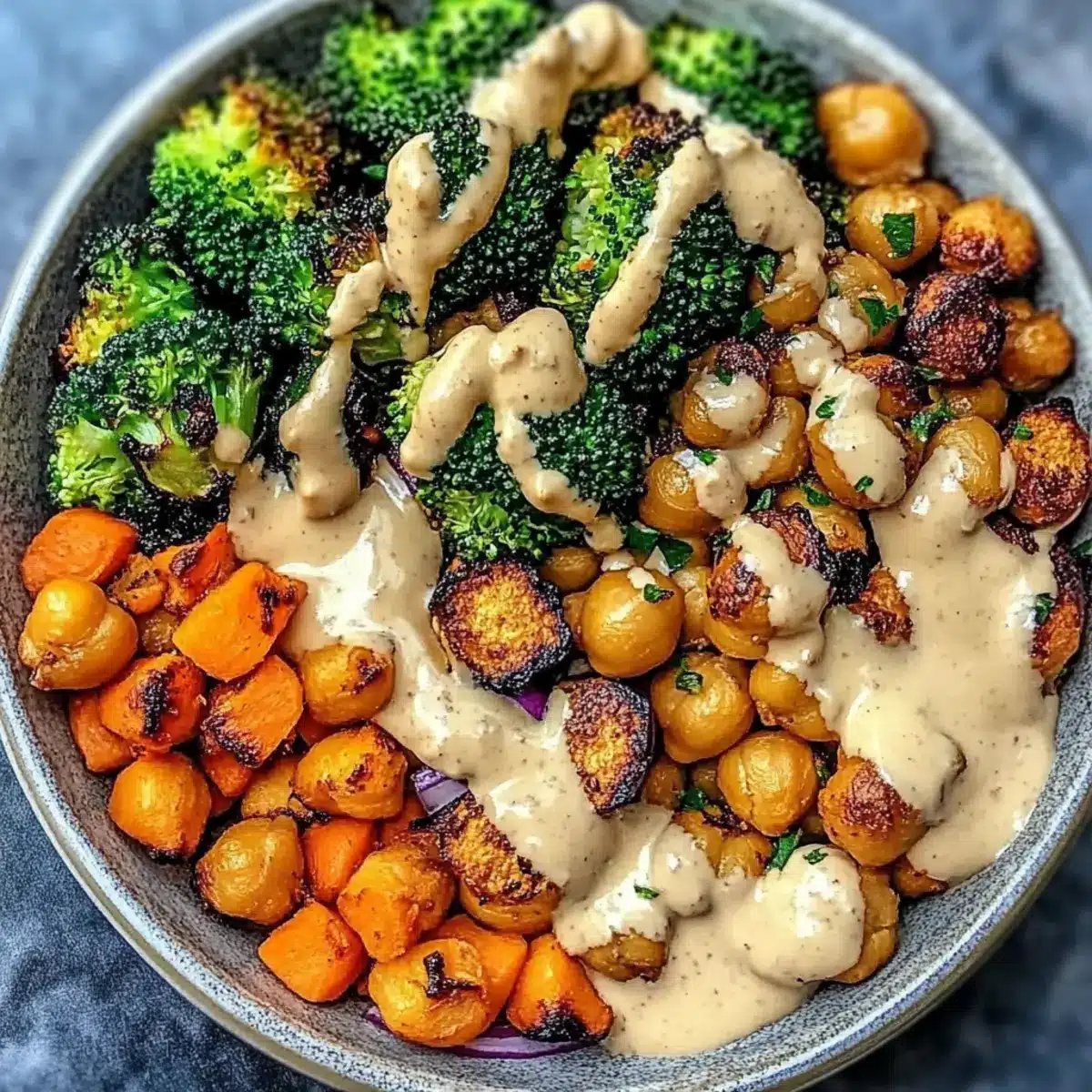 Roasted Veggie Chickpea Bowls