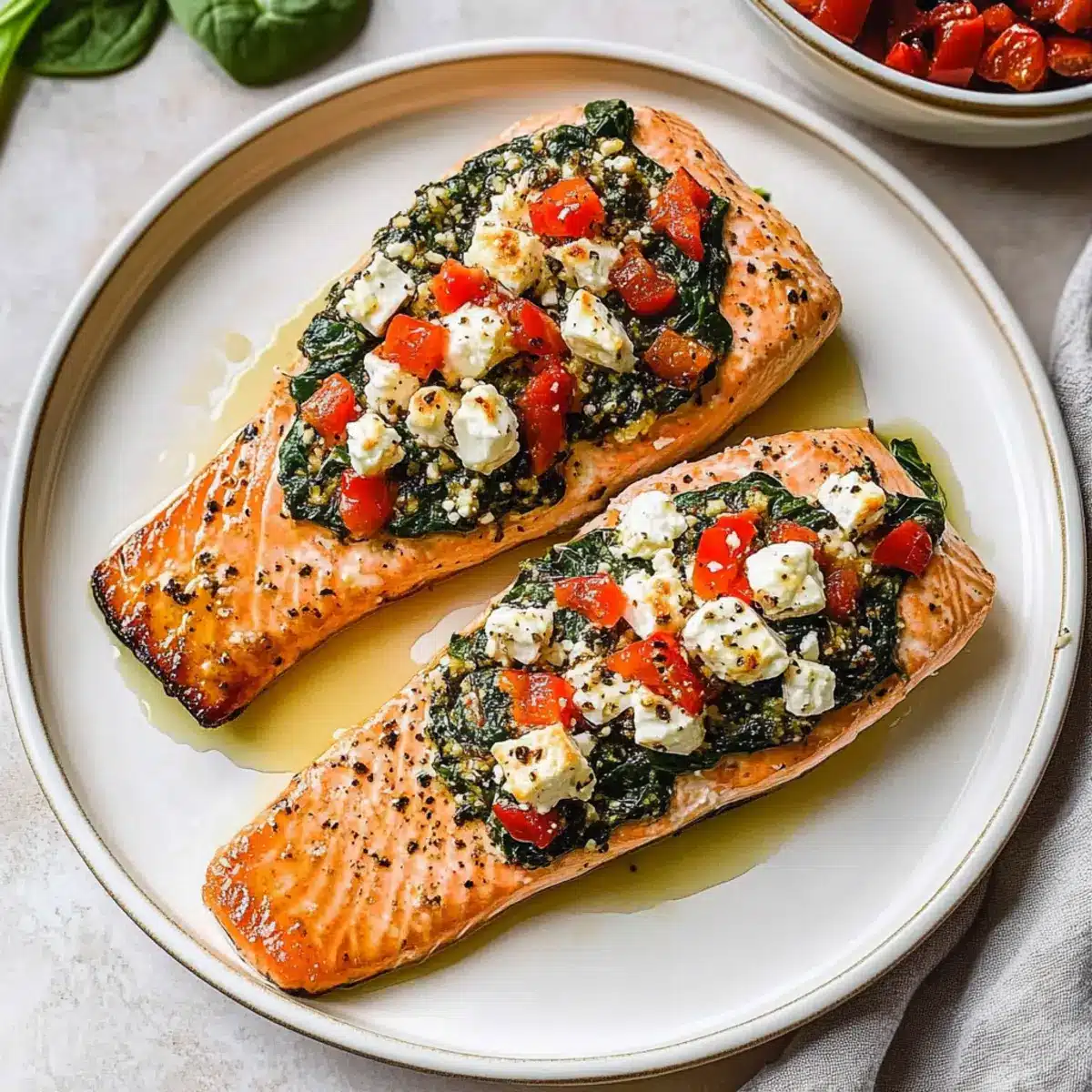 Stuffed Salmon With Spinach & Feta
