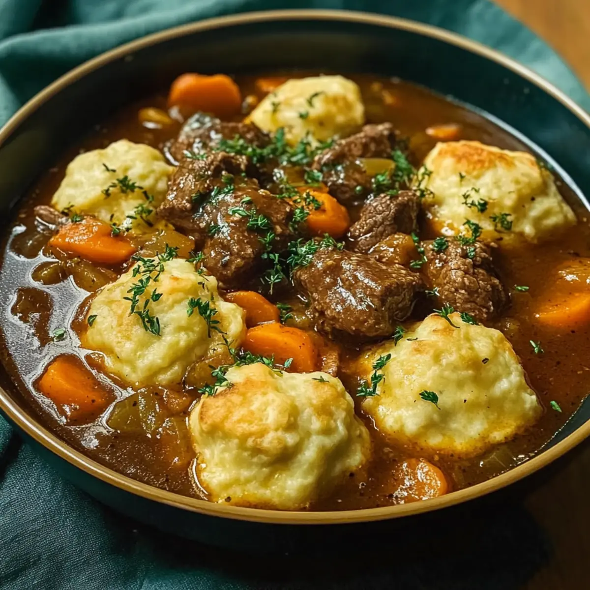 Beef Stew with Cheddar Herb Dumplings