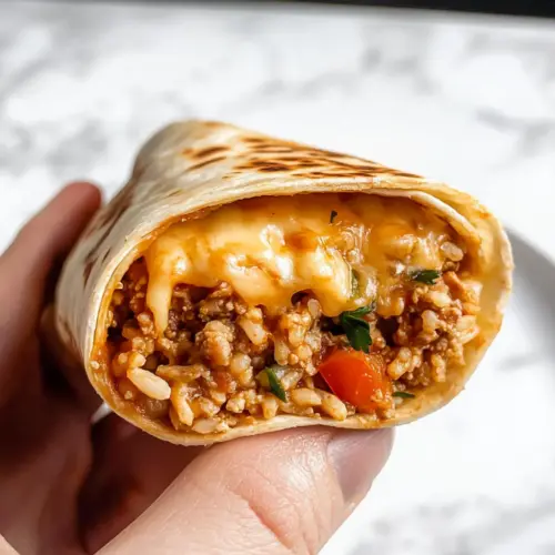 Cheesy Ground Chicken and Rice Burritos