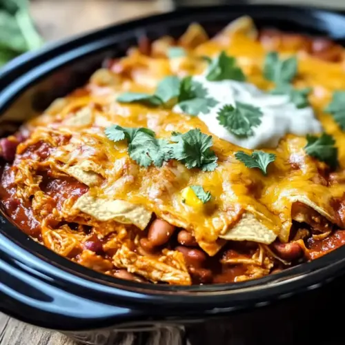 Crockpot Chicken Enchilada Casserole