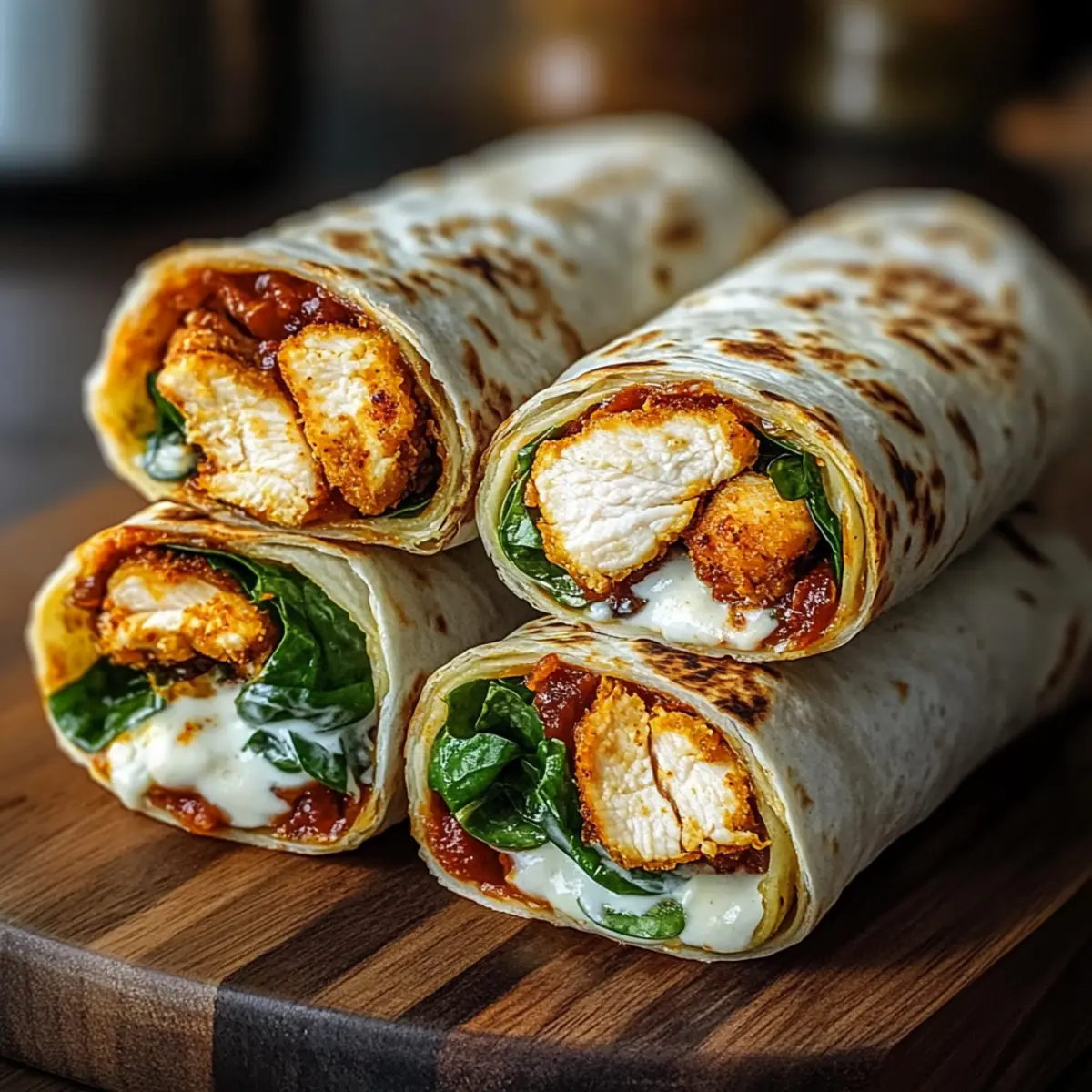 Crispy Air Fryer Chicken & Mozzarella Wraps