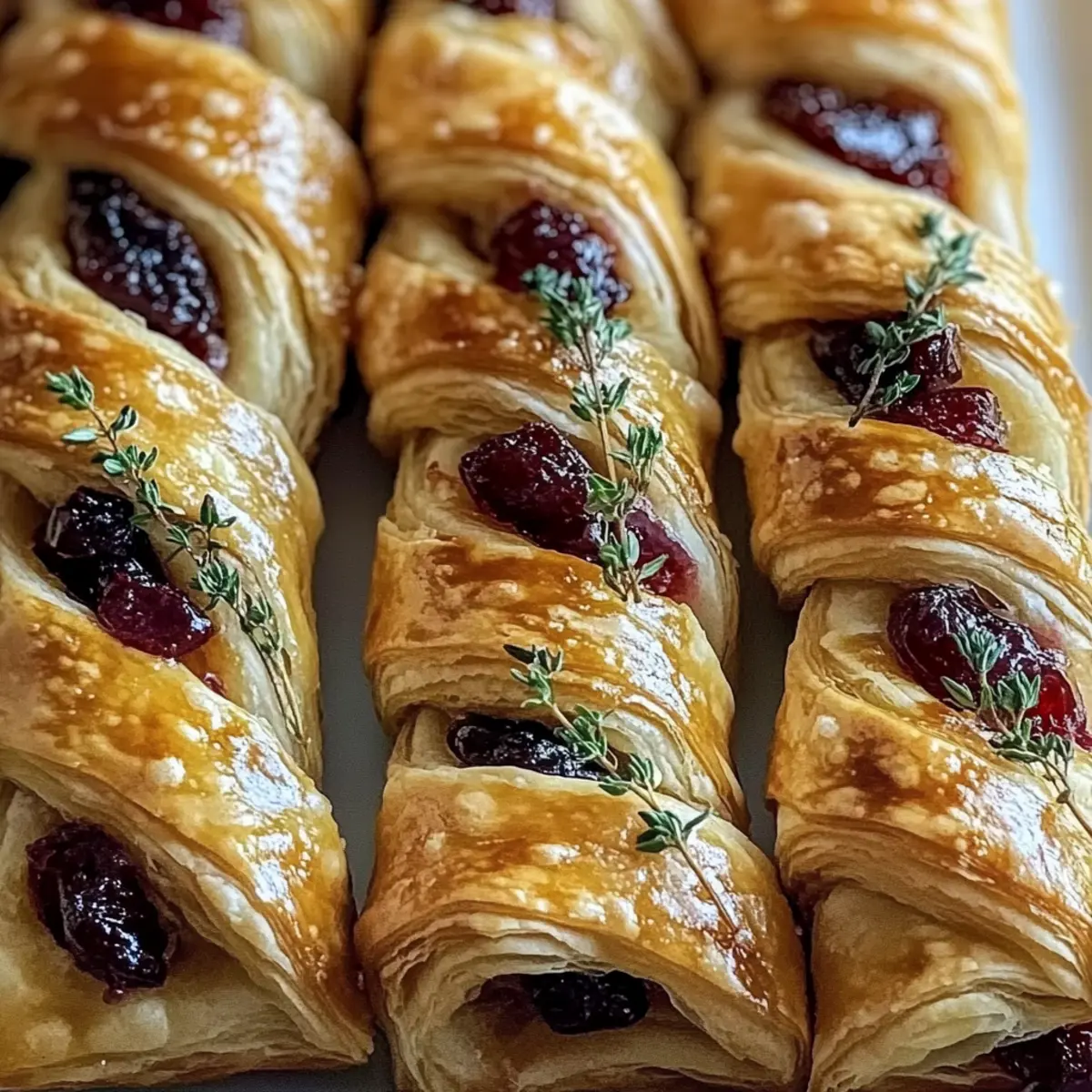 Cranberry Brie and Thyme Puff Pastry Twists