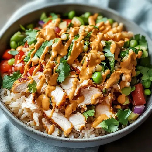 Savor Chicken Crispy Rice Salad with Creamy Peanut Dressing