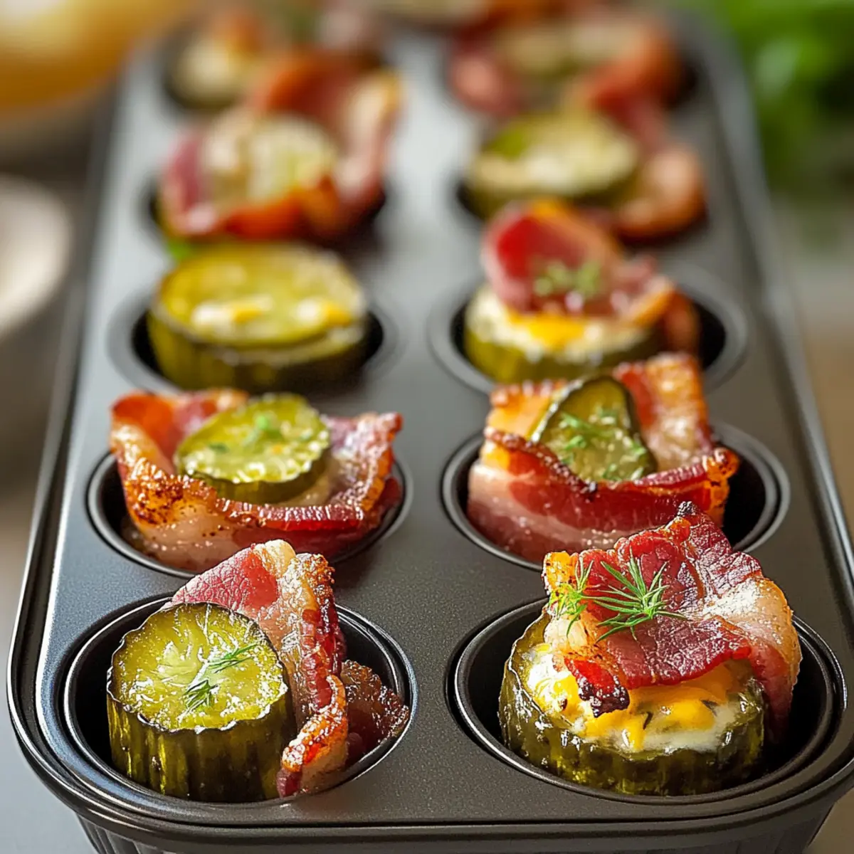 Tasty Cheese Dill Pickle Bacon Shots