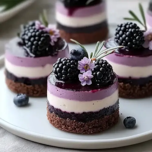 Mini Blackberry Mousse Cakes