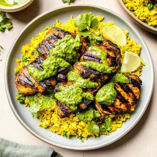 Peruvian Chicken & Rice with Green Sauce