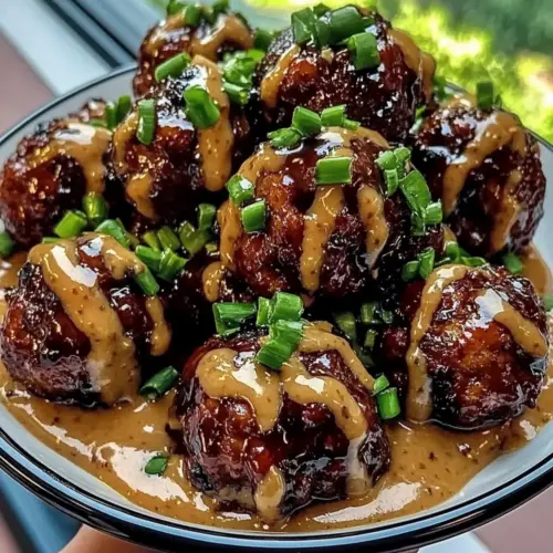 Sticky Hoisin Meatballs with Scallion Sauce